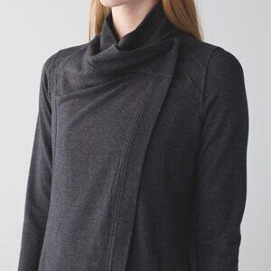 Lululemon Coast Wrap Cardigan Womens 2 Heather Black Jacket Button Athleisure‎